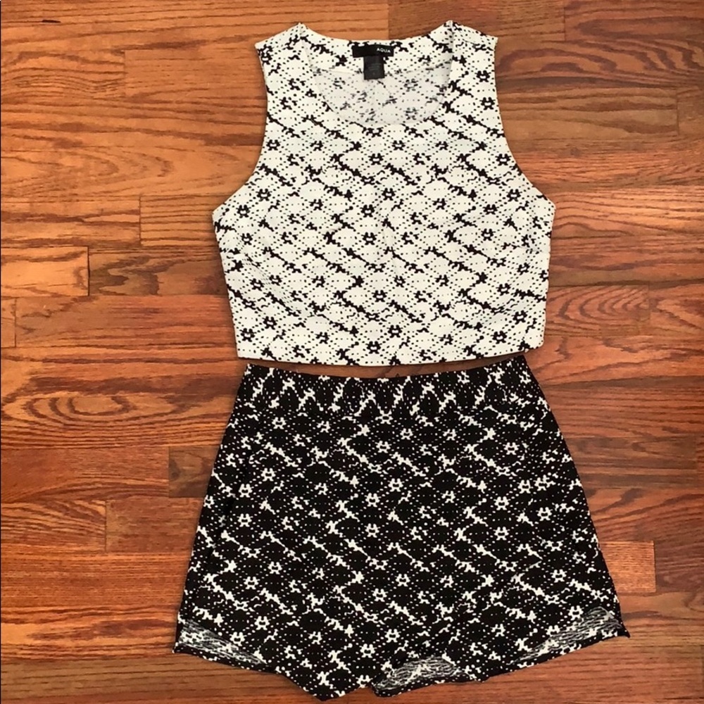 Aqua Two Piece Crop Top Set